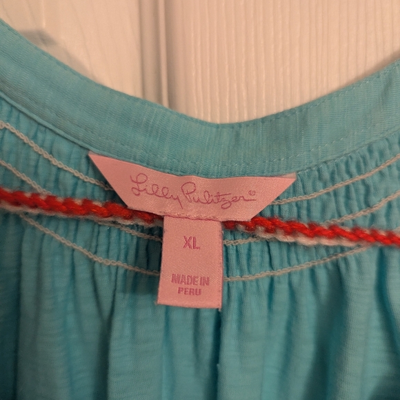 Lilly Pulitzer Turquoise Essie Tank Top XL - Picture 2 of 2